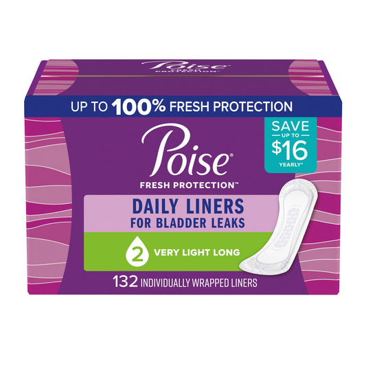 Poise Very Light Absorbency Long Incontinence Panty Liners, 132 ct.