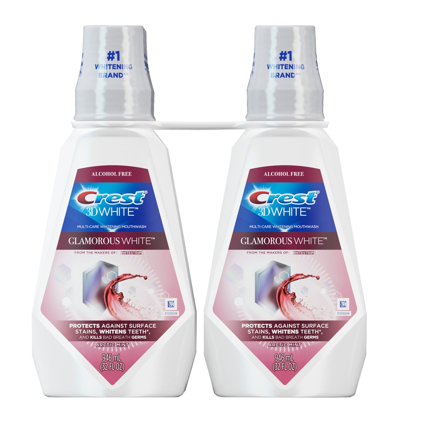 Crest 3D White Glamorous White Multi-Care Whitening Mouthwash, 2 pk./32 fl. oz.