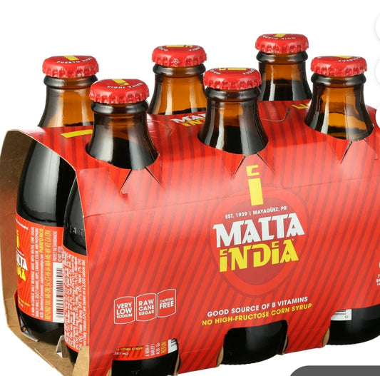 Malta India Malt Beverage, 6 Pack, 7 fl oz Glass Bottles