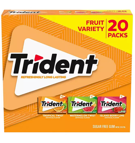 Trident Fruit Variety Pack Sugar Free Gum (14 per pk., 20 pk.)