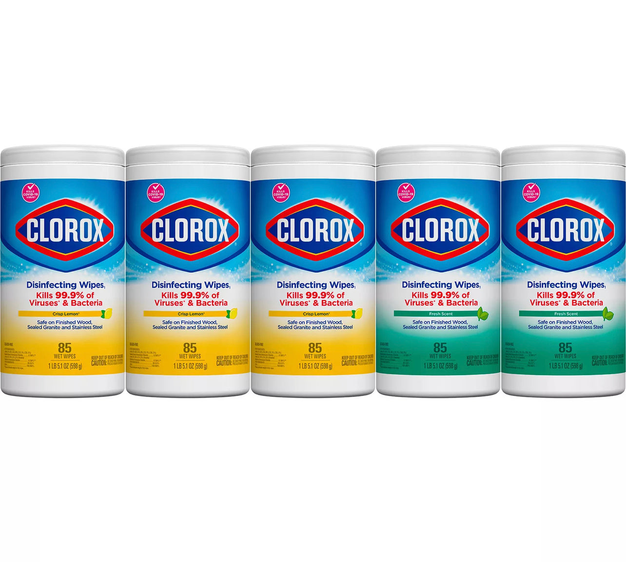 Clorox Disinfecting Bleach-Free Cleaning Wipes, Variety Pack (85 wipes/pk., 5 pk.)